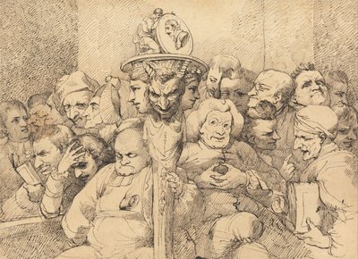 Personaggi letterari riuniti attorno al medaglione di Shakespeare da John Hamilton Mortimer